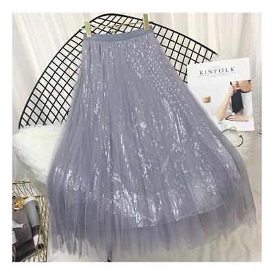 2023春溶溶zero 高腰亮片网纱裙子百褶裙半身裙