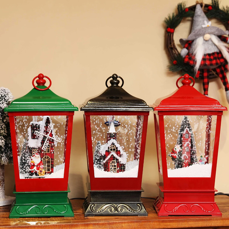 圣诞节飘雪新年春节发光灯雪老人财神摆件店铺带音乐欧式酒店装饰