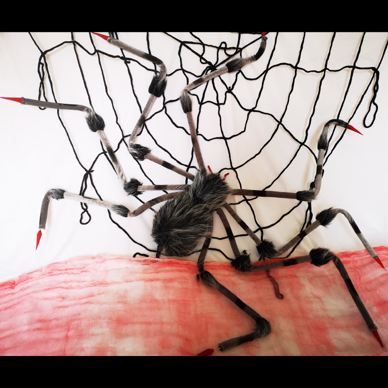 万圣节恐怖大蜘蛛装饰会叫发光会抖毛绒蜘蛛密室逃脱鬼屋布置道具