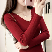 秋冬修身 黑色打底衫 毛衣 内搭长袖 上衣女士针织衫 女2026年新款 秋季