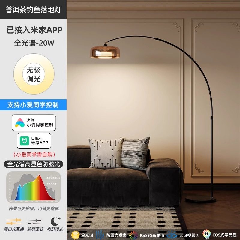 意式极简轻奢高级感落地灯客厅护眼氛围钓鱼灯卧室床头立式台灯具