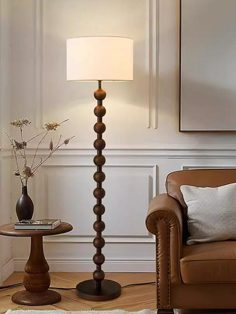 中古落地灯客厅沙发旁法式覆古实木高级感氛围灯侘寂风卧室装饰灯