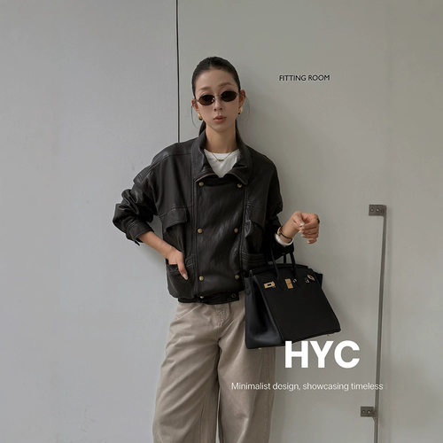 HYC十三行2026秋季新款机车风高级感皮夹克百搭皮衣外套女潮20889
