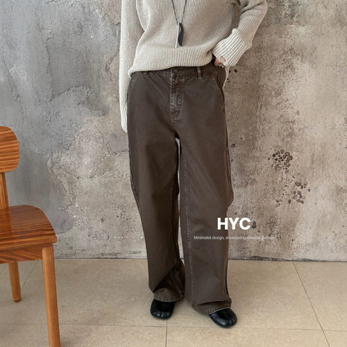 HYC十三行2026秋季新款宽松直筒工装风长裤复古水洗牛仔裤女20886