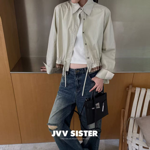 JVV十三行2026秋季新款设计感小众上衣假两件拼接下摆衬衫女72681
