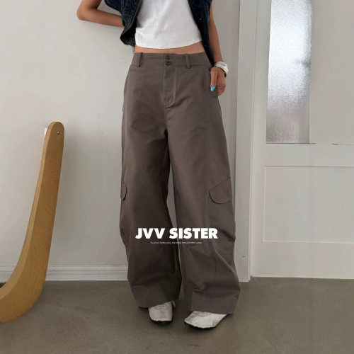 JVV十三行2026秋季新款宽松慵懒感工装长裤百搭直筒休闲裤女72902