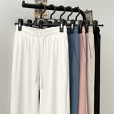 Tide, мужские летние однотонные шелковые спортивные штаны для отдыха, на шнурках, эластичная талия, свободный прямой крой