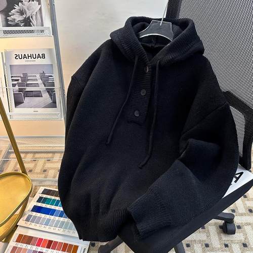 冬季cleanfit套头加厚毛衣外套男女高级感连帽针织衫韩系穿搭上衣