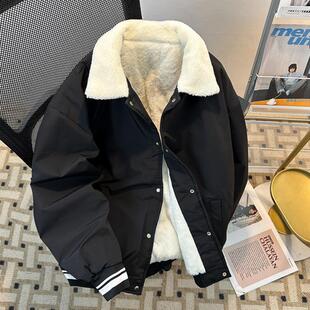 加绒加厚羊羔绒棉衣高街ins潮保暖夹克冬季 毛呢工装 外套男女短款