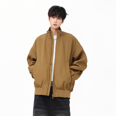 美式高街立领工装夹克男生短款潮牌cleanfit百搭飞行员棒球服外套