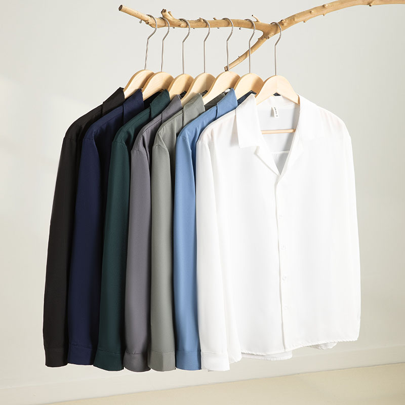 日系设计垂感衬衫外套男生休闲宽松ins潮流黑色长袖衬衣夏季薄款