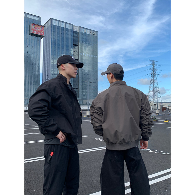 黑色教练硬汉风立领工装棉服男冬季加厚保暖棉衣外套廓形棉袄短款