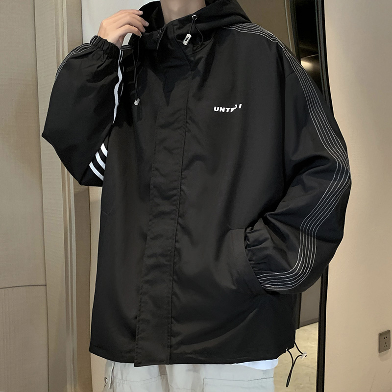 日系机能连帽冲锋衣外套男秋季oversize运动户外带帽夹克衫上衣服