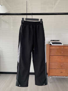 冲锋裤 复古抽绳ins直筒工装 子男女款 夏天防风防水拼接休闲运动裤