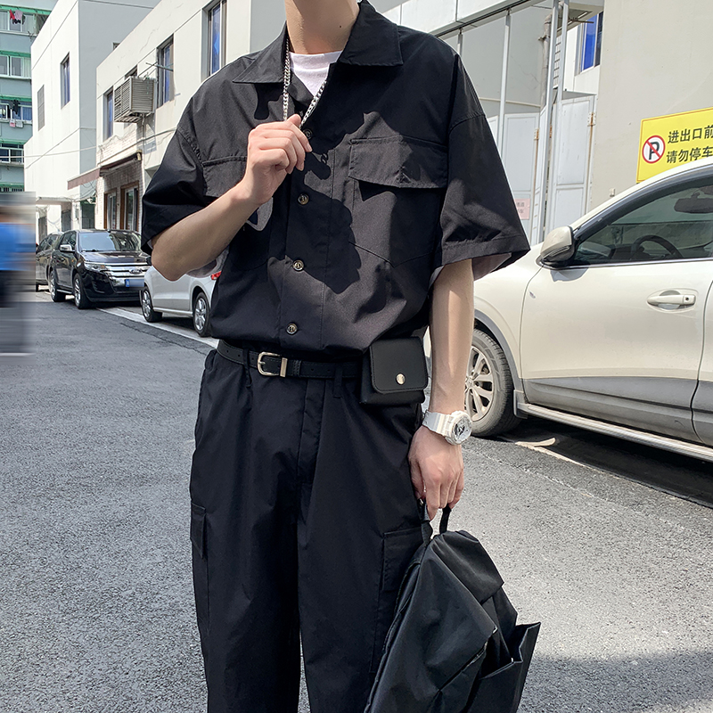 衬衣多口袋连体机能风运动套装