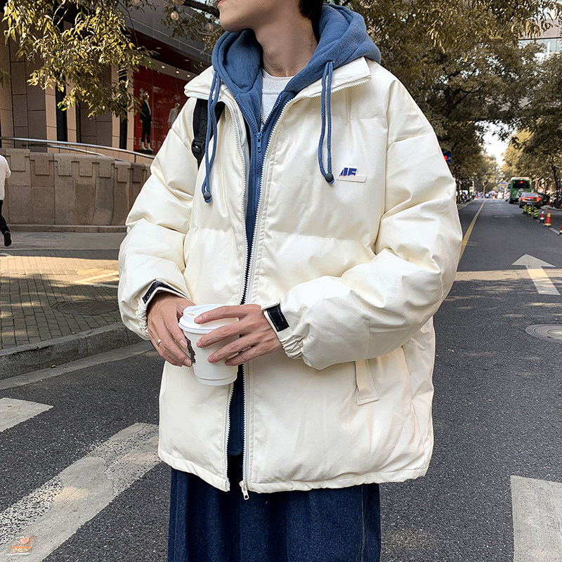 冬季假两件连帽棉服男潮流韩版ins小众情侣加厚保暖棉袄棉衣外套_虎窝淘