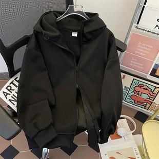 简约cleanfit拉链高领休闲外套 春秋季 重磅廓形连帽开衫 卫衣男女款