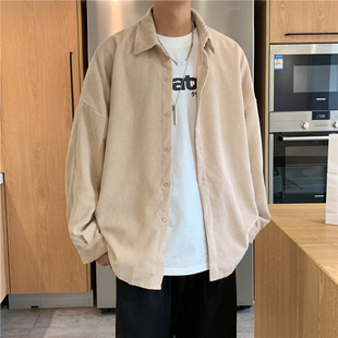 情侣休闲衬衣外套 ins潮牌灯芯绒衬衫 男长袖 潮流百搭春季 宽松韩版