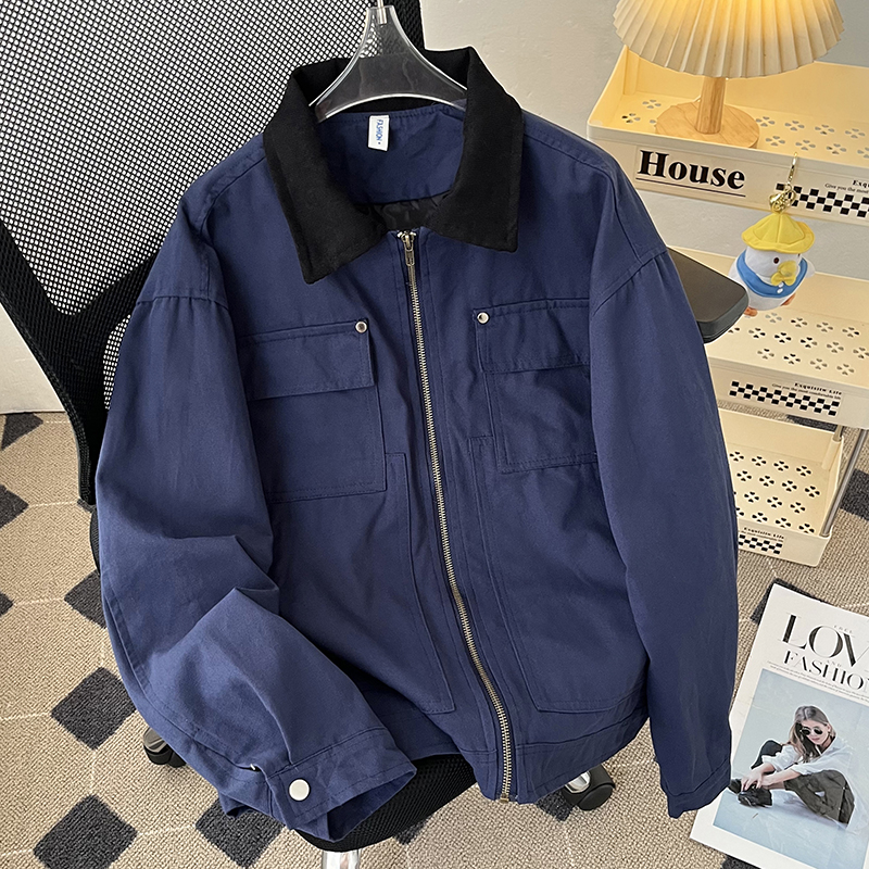 美式水洗工装夹克外套男士2025春秋季复古撞色翻领飞行服褂子运动