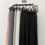 Tide, мужские летние однотонные шелковые спортивные штаны для отдыха, на шнурках, эластичная талия, свободный прямой крой