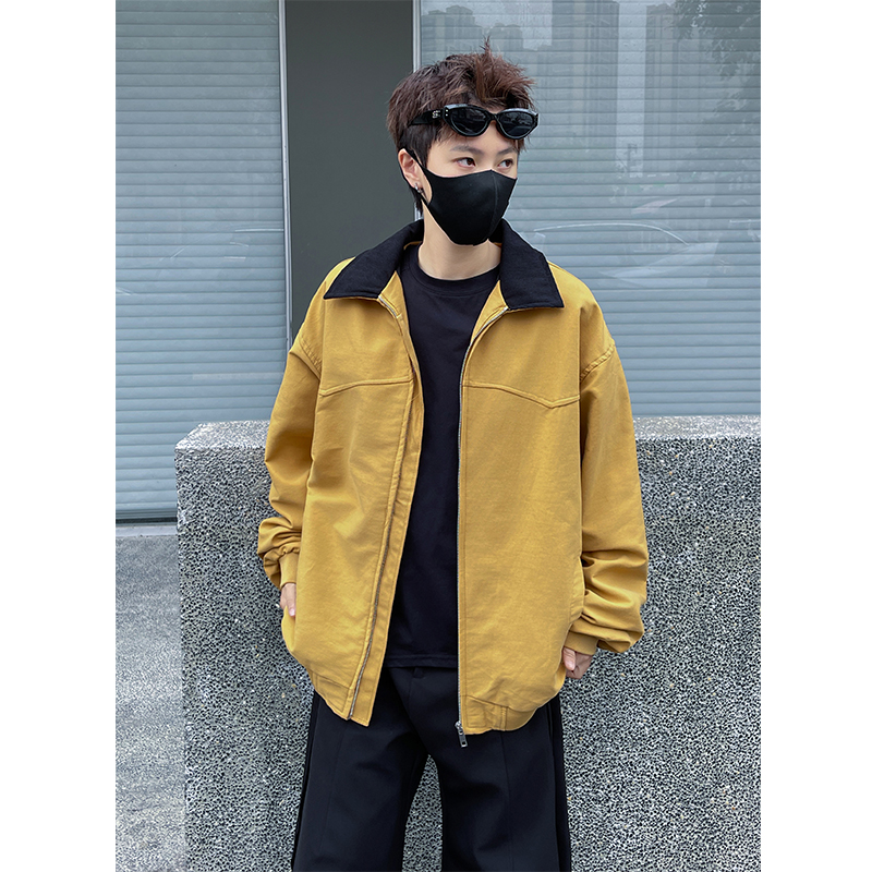 卡其色短款重磅帆布外套男生早秋穿搭美式cleanfit底特律工装夹克