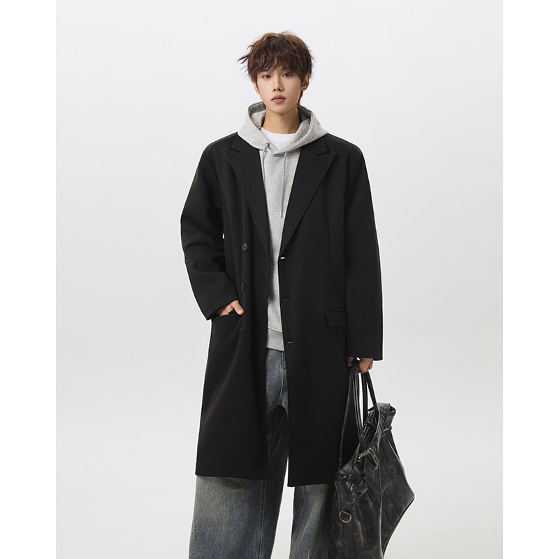 中长款呢子大衣男士加厚通勤2025冬季韩版ins潮过膝风衣毛呢外套