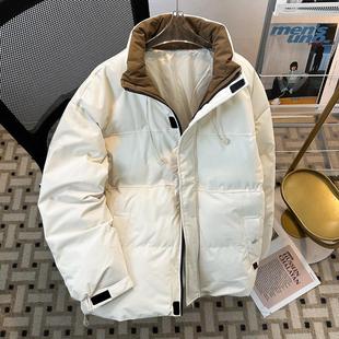 2024冬季立领羽绒棉服男款复古保暖面包服青少年宽松无帽棉袄外套