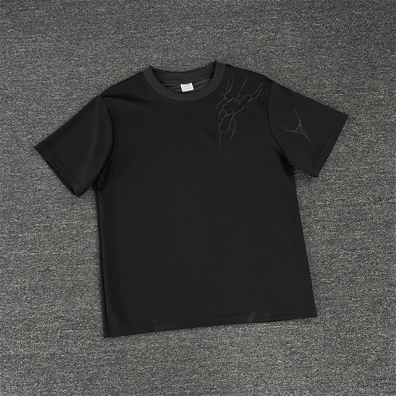 重磅硬挺刺绣短袖T恤男生夏季新款ins潮牌设计感小领口体恤上衣