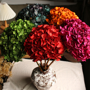 大叶绣球永生花真花高级感干花束客厅服装 饰摆设插花婚庆 店酒店装