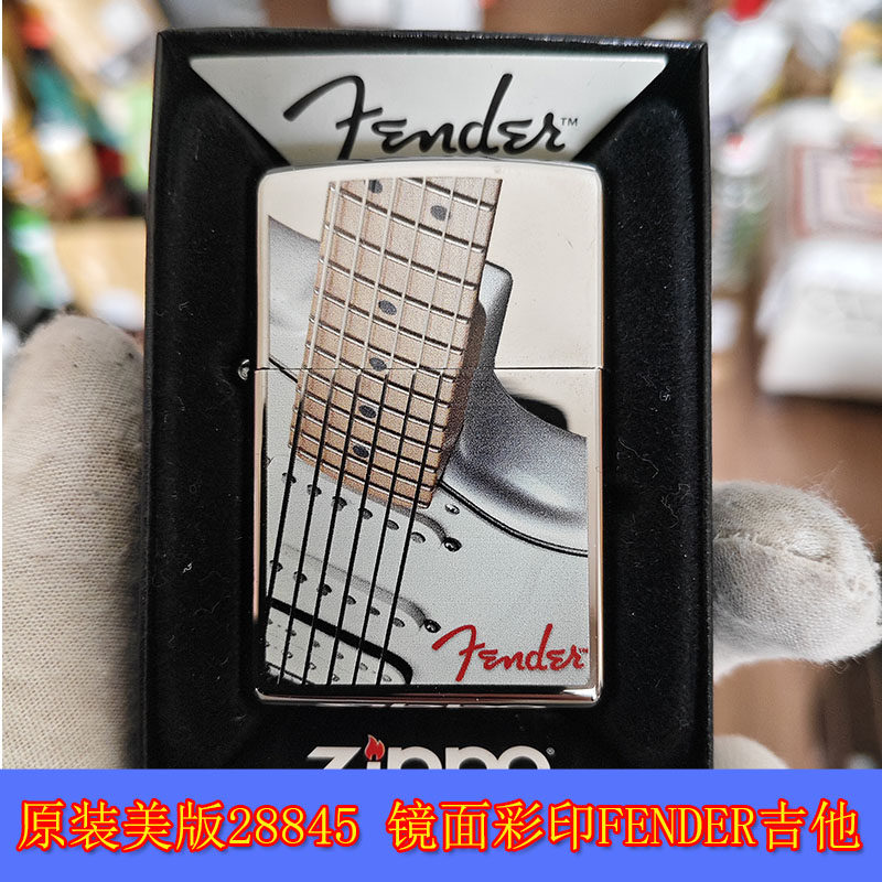 全新原装正品Zippo芝宝15年美版28845镜面彩印fender芬达吉他火机