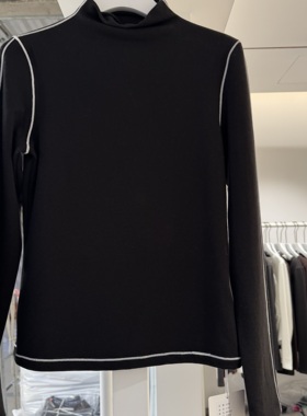 SJBY2025冬季小立领修身显瘦长袖T恤女内搭打底衫设计感上衣B9222