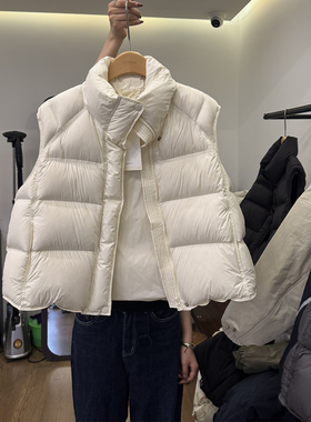 90白鸭绒立领羽绒马甲女2025冬宽松休闲保暖背心外套上衣55SY3020