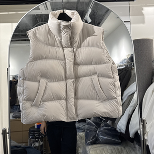 侧边有扣子简约立领90羽绒马甲女2025冬宽松无袖 坎肩背心外套6806