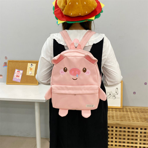吉吉向上原创正品布款鼻涕小猪百搭大容量卡通学生上课小书包