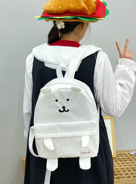 吉吉向上原创双肩包2025新款春夏布款小众时尚可爱白熊通勤背包