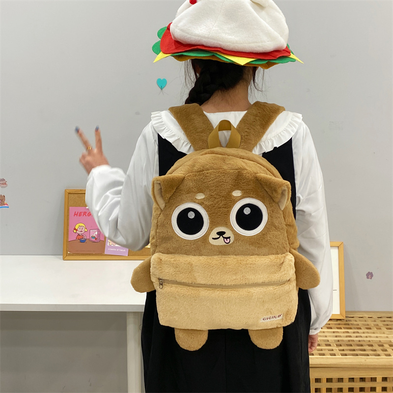 吉吉向上原创吉娃娃书包创意可爱卡通丑萌毛绒大容量双肩包