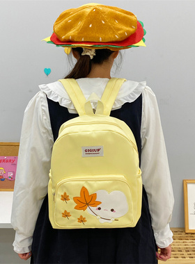 吉吉向上原创枫叶小兔双肩包秋季新款百搭初中生高中生大容量书包