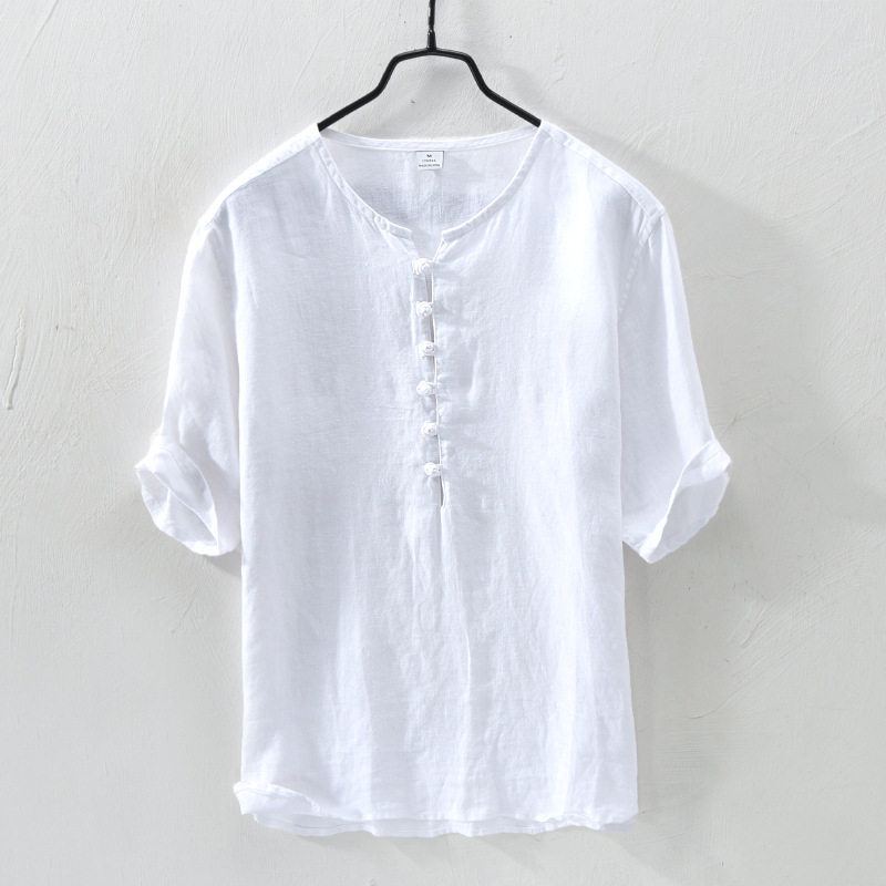 中国风亚麻短袖衬衫文艺青年立领唐扣衬衣复古休闲半袖寸衫上衣,男装,衬衫,淘宝优惠券,粉丝福利购,淘宝优惠卷