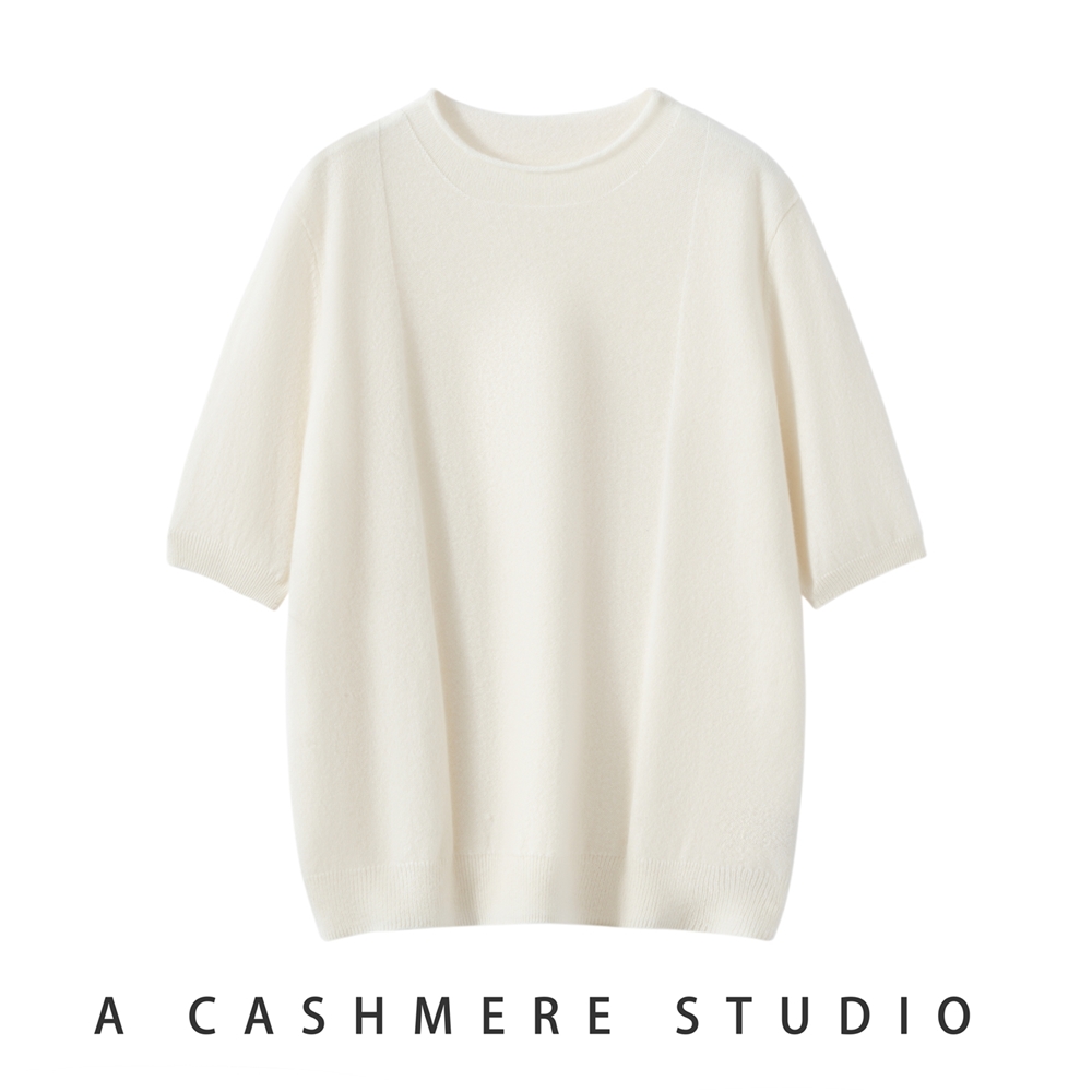 2025百搭时尚简约圆领短袖羊绒衫