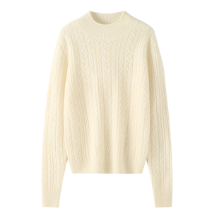 2025春秋新款羊绒衫女100纯山羊绒半高领加厚套头上衣红色针织衫