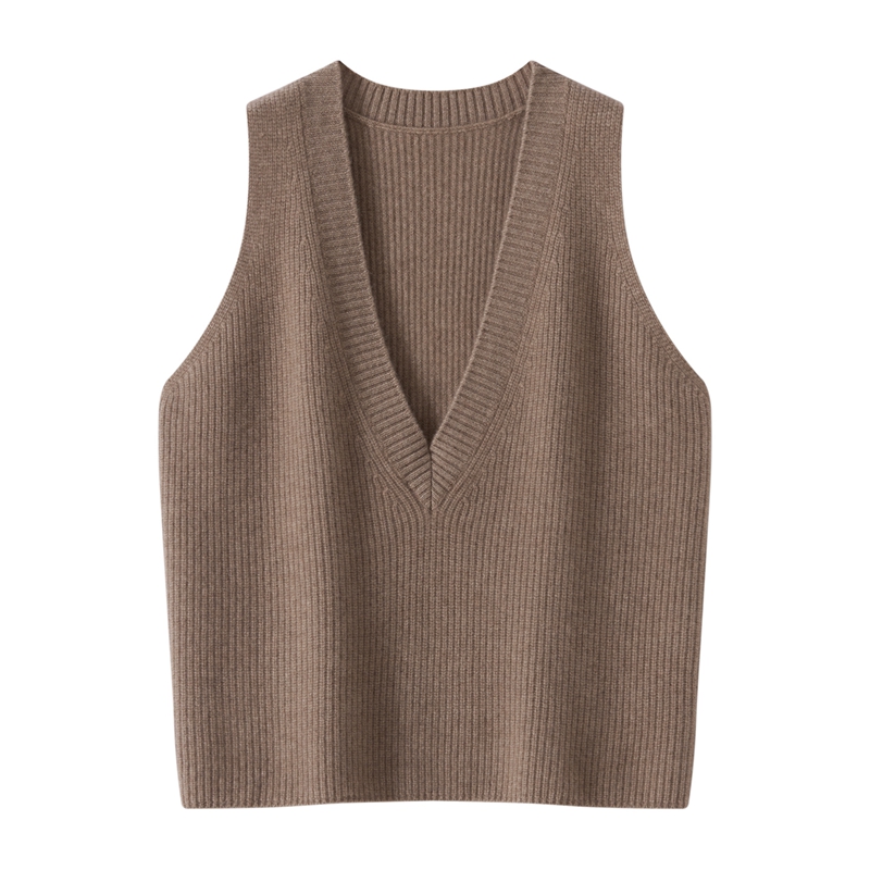 2025年秋季新款百搭女士V领元宝针无袖马甲