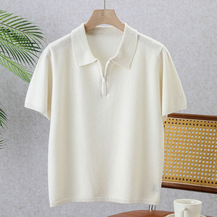 100纯羊绒2025秋冬新款女羊绒衫100纯羊绒polo领休闲羊绒短袖套衫