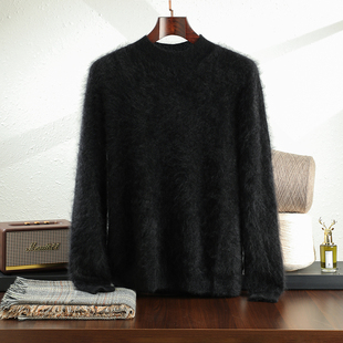 拉绒男士加厚半高领羊绒衫羊绒长袖纯色