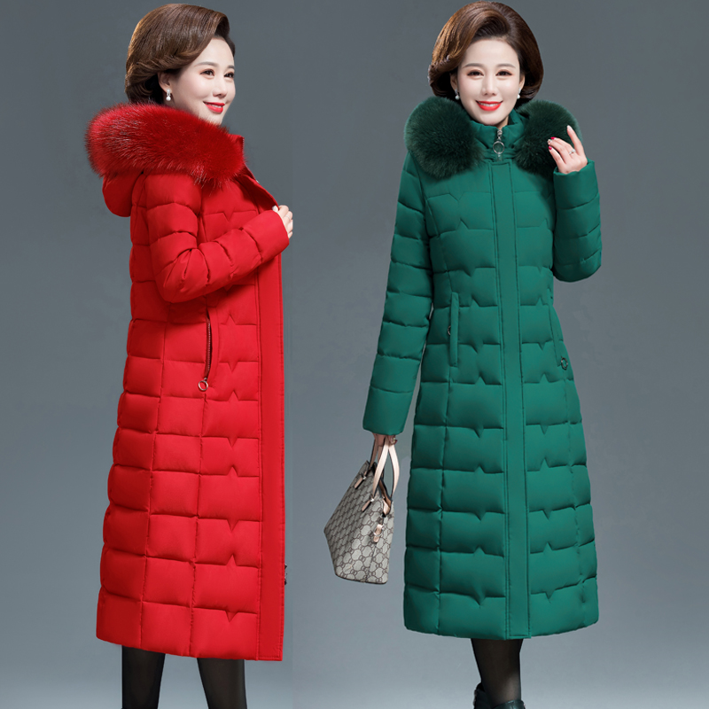 2022新款妈妈装羽绒过膝加厚棉袄