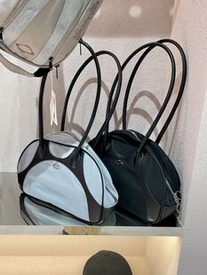 自制韩国MSCHF菱形设计金属标保龄球包手提单肩包大容量腋下包女