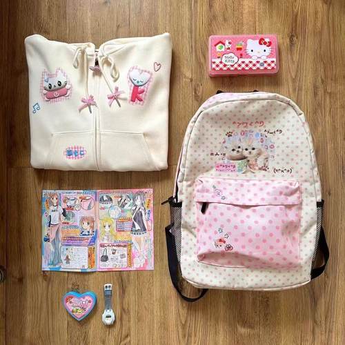 BODYTAK原创可爱猫猫大容量Y2K千禧古早小众书包通勤上课双肩包