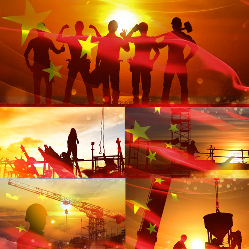 咱们工人有力量配乐led建筑工人背景文艺晚会背景视频素材