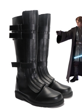 cosplay鞋星球大战Anakin skywalker安纳金天行者cos鞋靴黑色大码