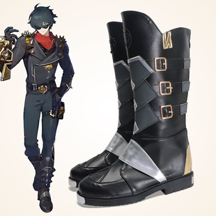 漫展cosplay鞋绝区零卡吕冬之子莱特cos鞋定做大码增高黑色动漫鞋