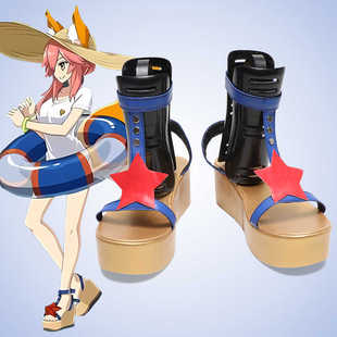 cosplay鞋Fate fgo玉藻前枪阶泳装cos鞋定制增高高跟支持来图定做